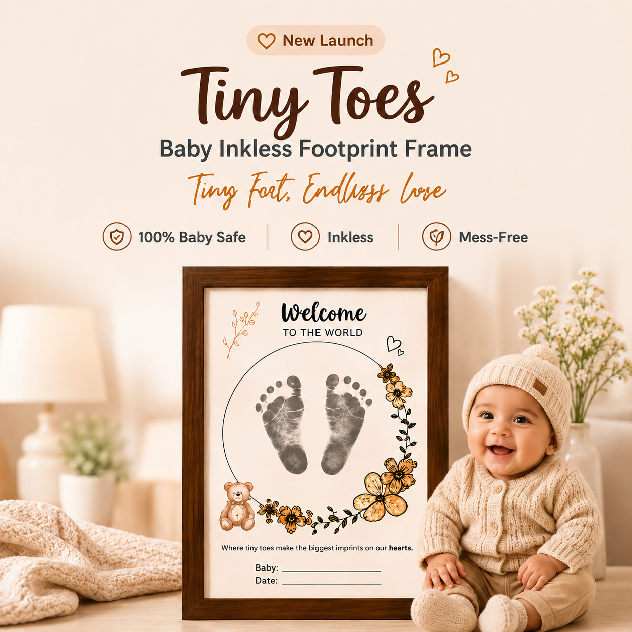 Tiny Toes | Inkless Footprint Frame